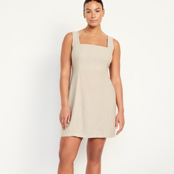 NWT OLD NAVY Sleeveless Linen-Blend Mini Dress  Color: Neutral - Picture 5 of 6